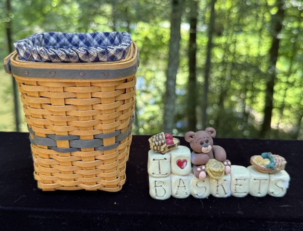 Longaberger 1997 Waste Basket Combo J W Collection Miniature Complete & Figurine